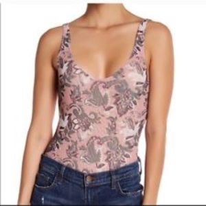 Free people pink floral bodysuit small